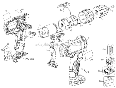 Page A Diagram and Parts List for DCD710S2 Type 3 DeWALT Cordless Drill
