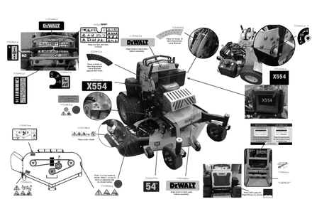 Label Map Diagram and Parts List for DXGX554P (53AL8CS7038)(2021) DeWALT Lawn Tractor