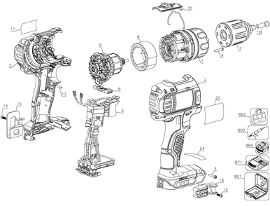Part Location Diagram of DCB115-AR DeWALT Charger