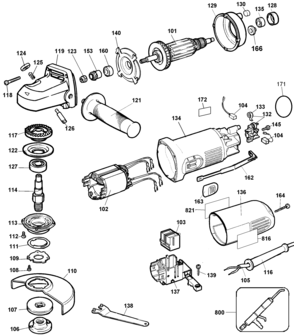 Page A Diagram and Parts List for DW818-B2 4 DeWALT Grinder
