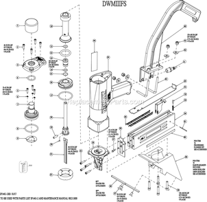Page A Diagram and Parts List for DWMIIIFS 17030000 and Higher DeWALT Nailer