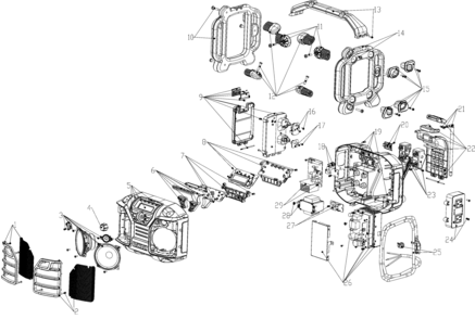 Default Diagram and Parts List for DCR015 Type 2 DeWALT Radio
