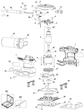 Default Diagram and Parts List for D26441-BR Type 1 DeWALT Sander Polisher