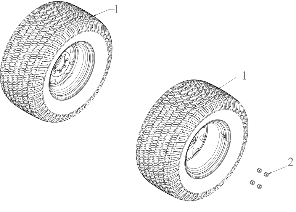 Wheels - Rear Diagram and Parts List for DXGX554P (53AL8CS7038)(2021) DeWALT Lawn Tractor