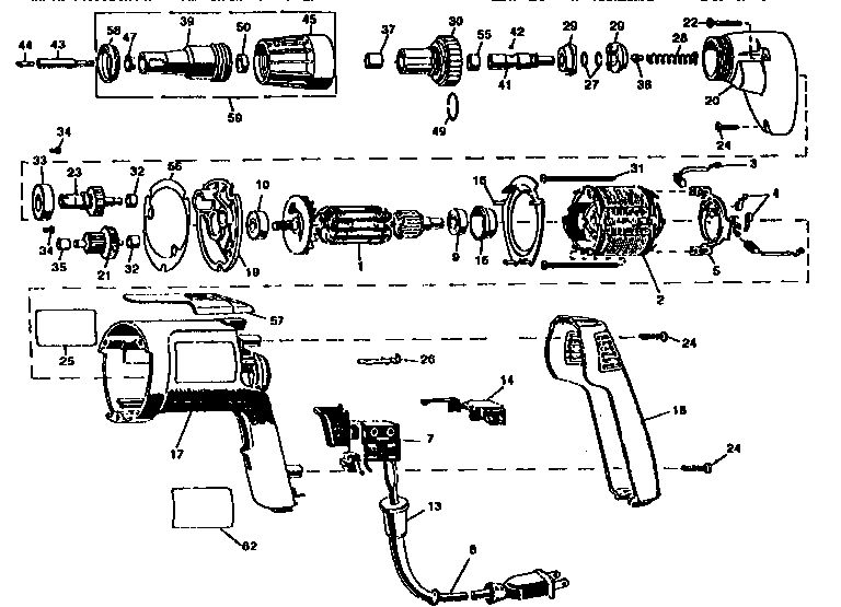 Unit Parts Diagram and Parts List for D280K-04 Type 1 DeWALT Screwdriver