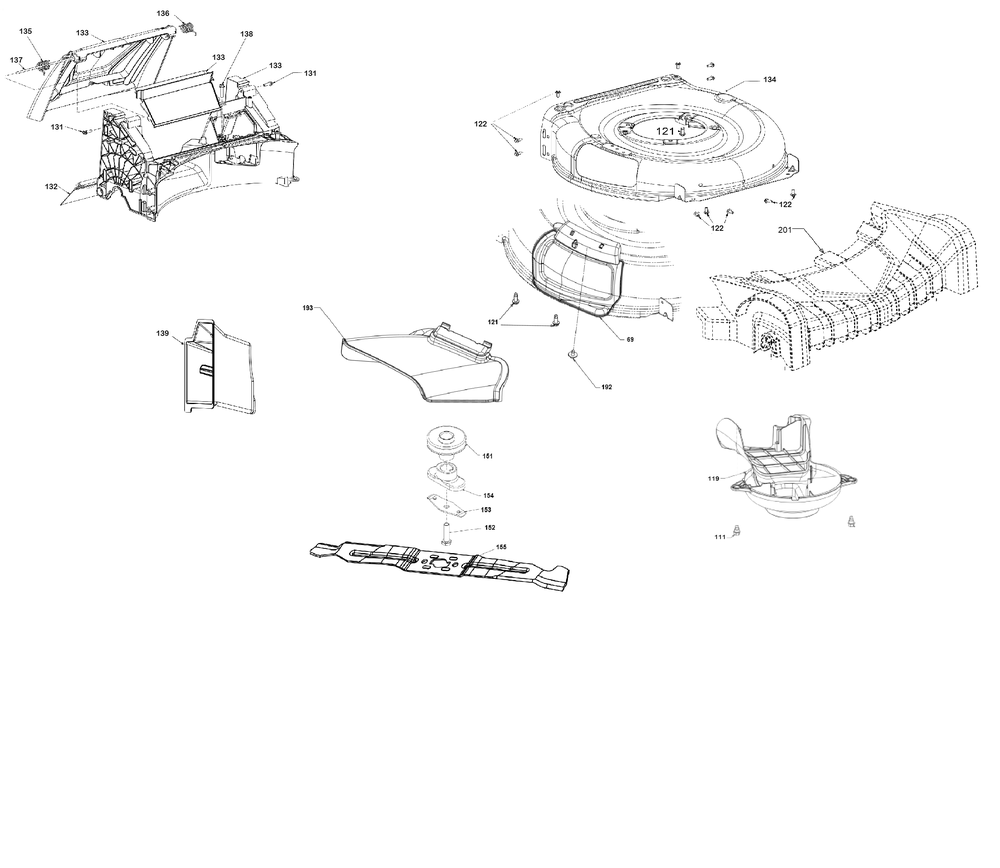 Exploded Diagram E Diagram and Parts List for DCMWSP255Y2 Type 0 DeWALT Lawn Mower