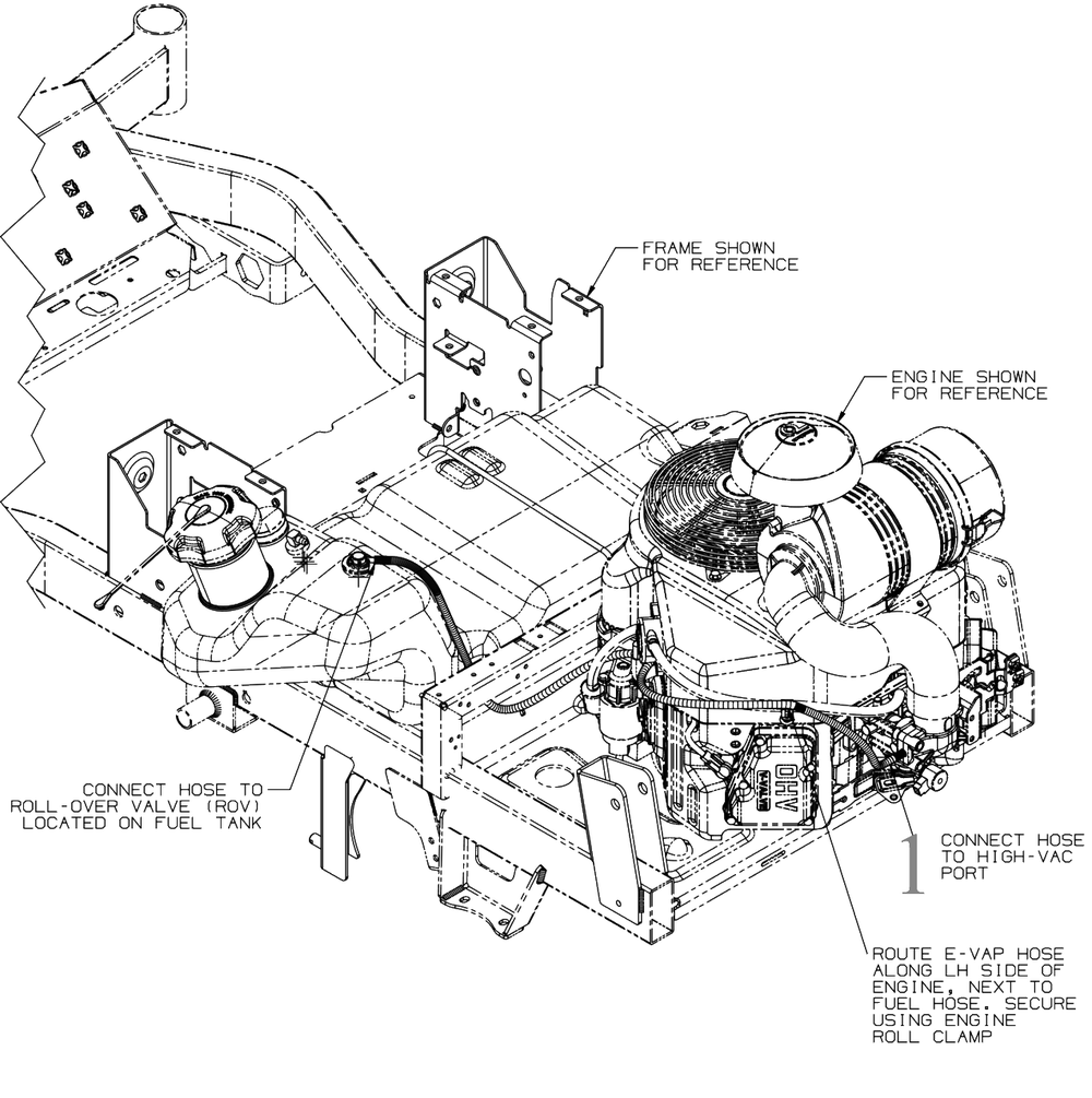 Evap Fuel Hose Diagram and Parts List for DXGZ148P (47AHBCA6038)(2022) DeWALT Lawn Tractor