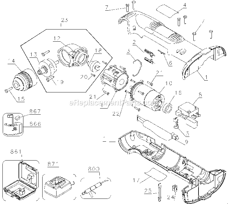 Page A Diagram and Parts List for DW960B Type 2 DeWALT Angle Grinder