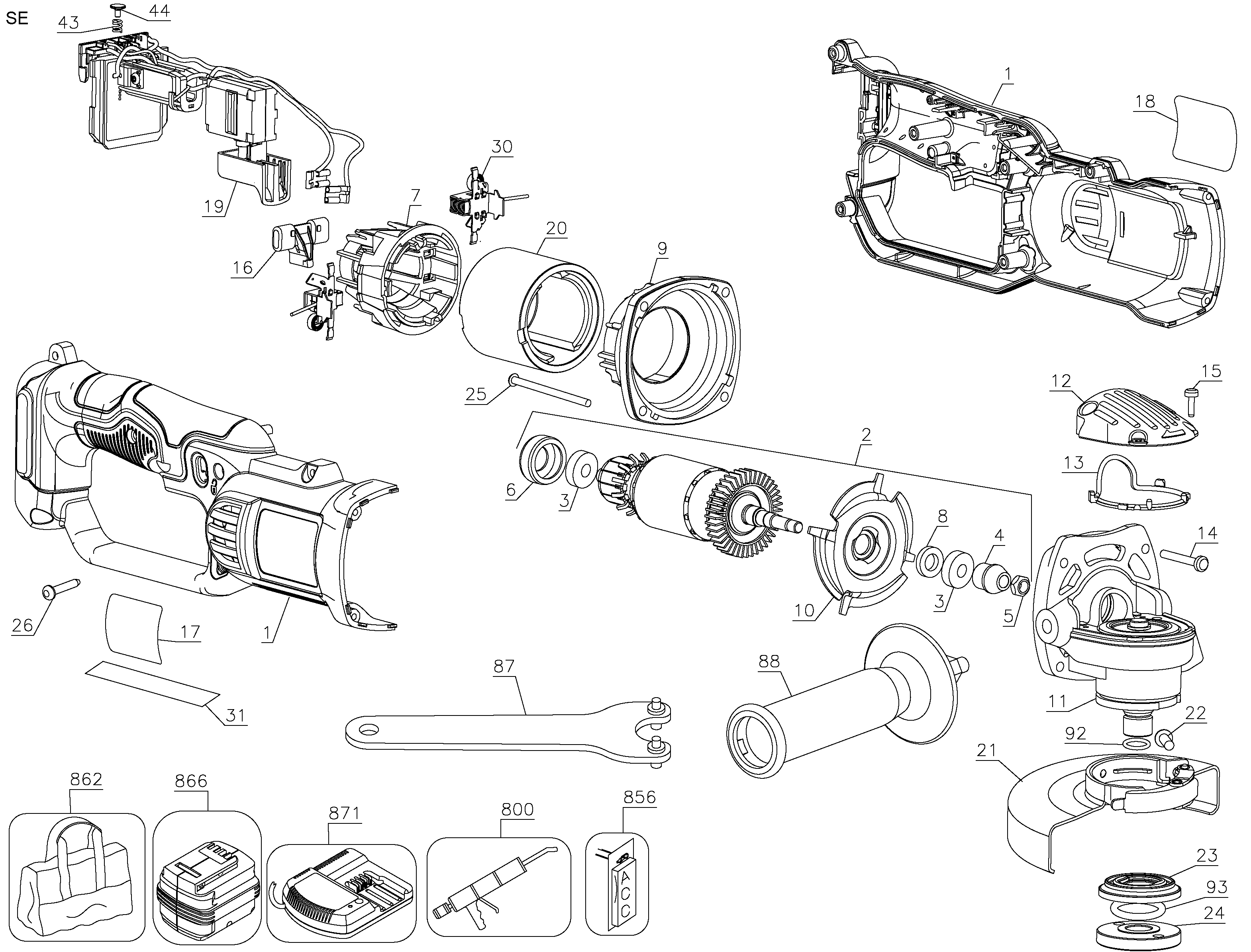 Page A Diagram and Parts List for DCG412P2 2 DeWALT Chop Saw
