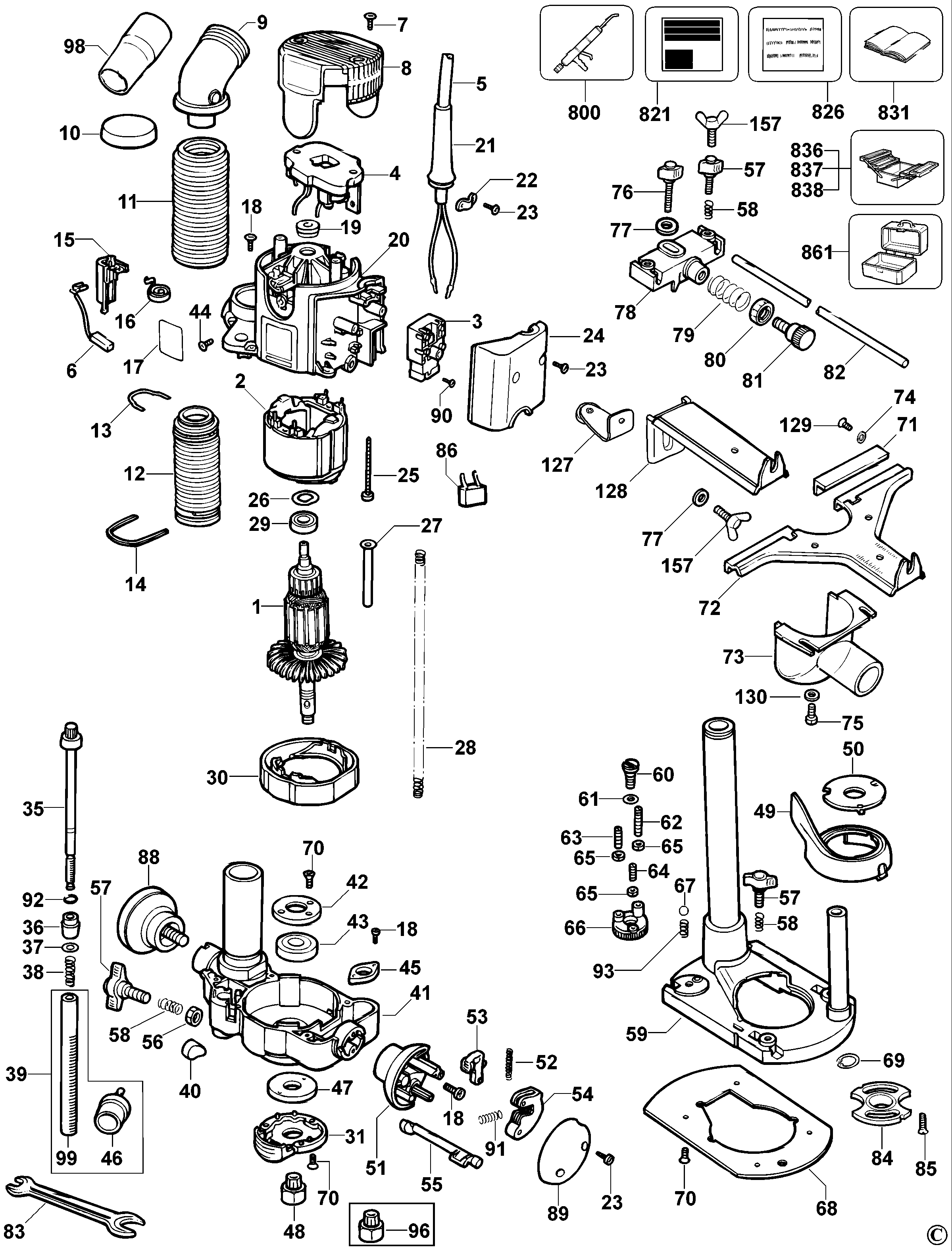 Page A Diagram and Parts List for DW621-AR 1 DeWALT Router