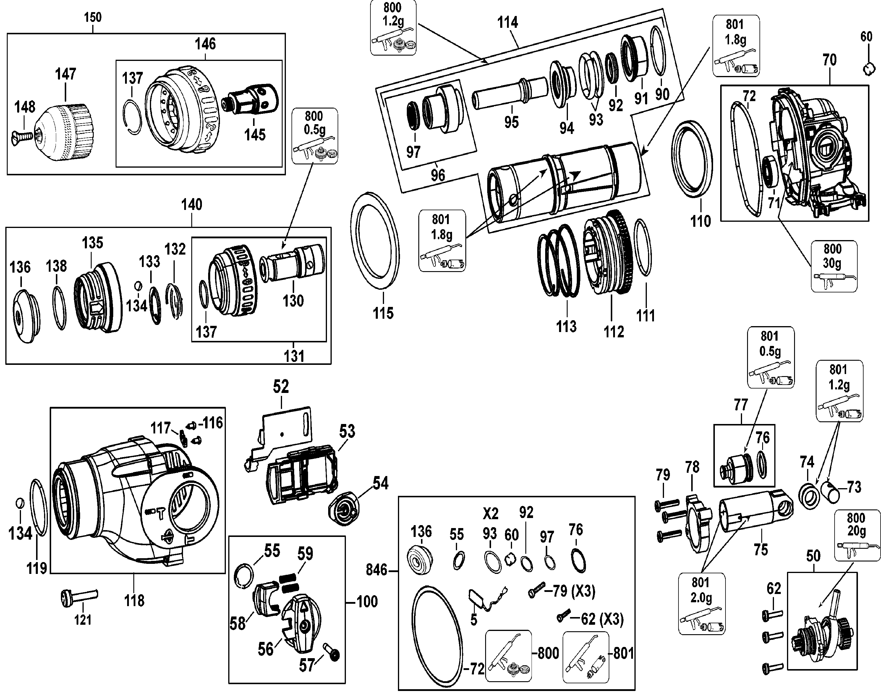 Page B Diagram and Parts List for D25314K 2 DeWALT Hammer
