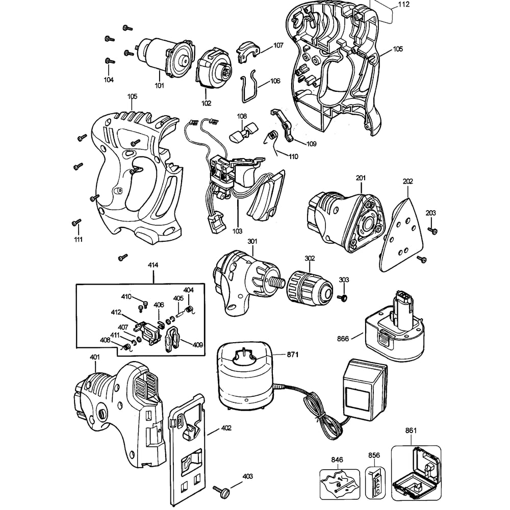 Drill Diagram and Parts List for 11222TY1  DeWALT Drill