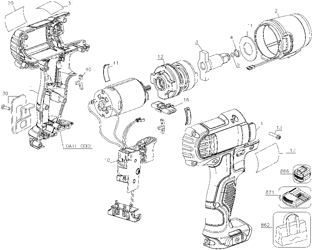 Page A Diagram and Parts List for DCF813S2 Type 3 DeWALT Wrench