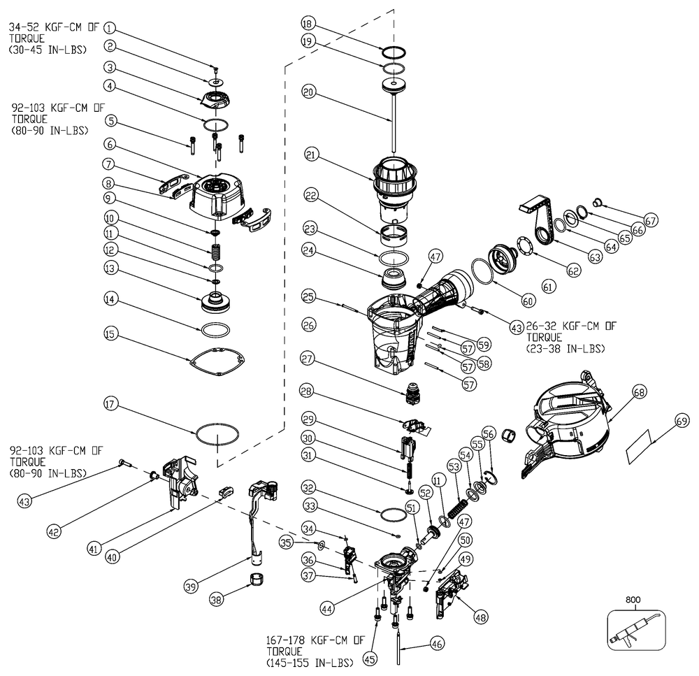 Diagram Diagram and Parts List for DW66C-1R 17300 000 and Higher DeWALT Nailer