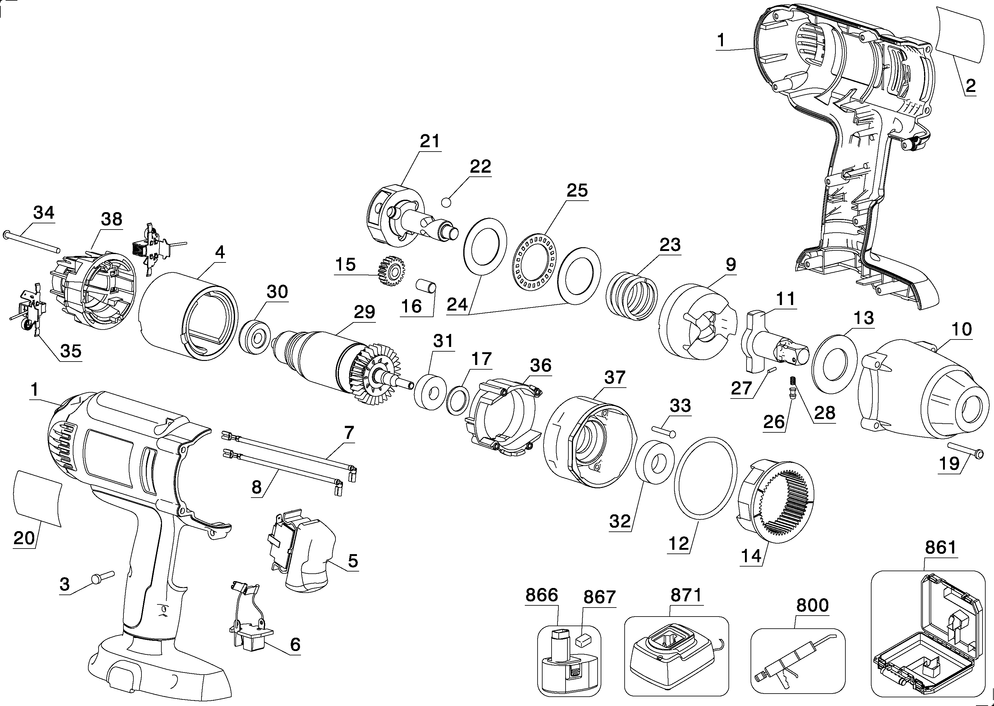 Page A Diagram and Parts List for DCF059KL 1 DeWALT Wrench