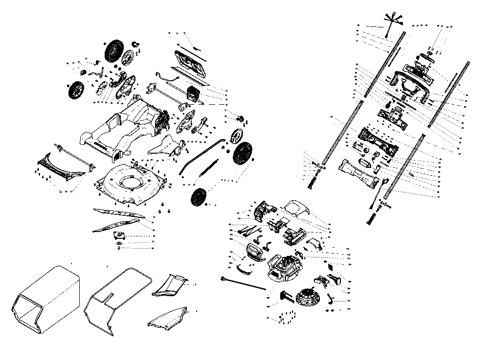 Section 1 Diagram and Parts List for CMCMWSP320X2 Type 1 DeWALT Lawn Mower