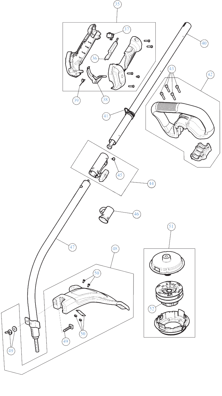 General Assembly Diagram and Parts List for DXGST227CS 41BD27CC939 DeWALT Trimmer