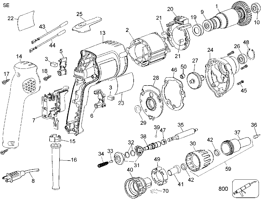Page A Diagram and Parts List for DW272W Type 5 DeWALT Screwdriver
