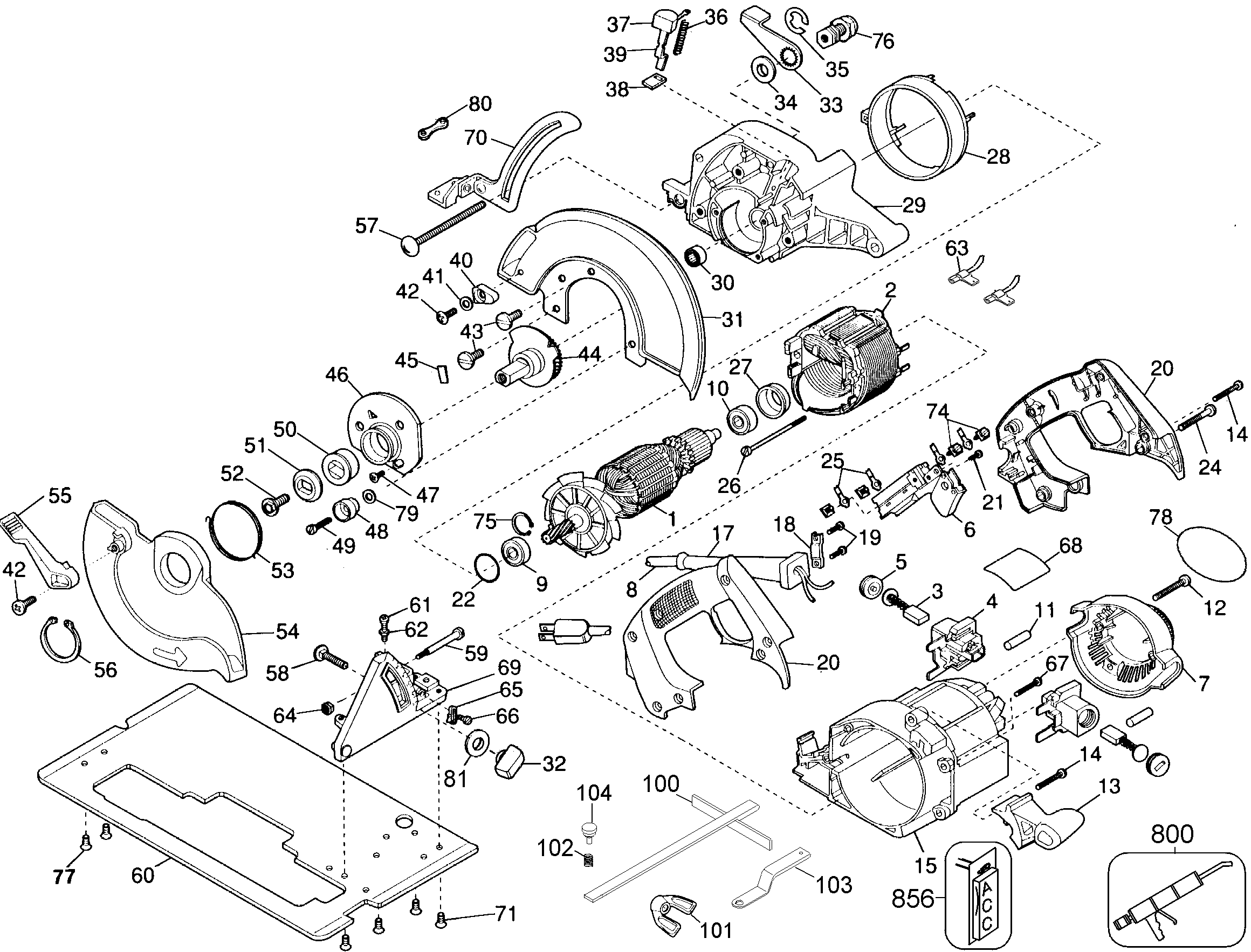Page A Diagram and Parts List for DW359-B3 2 DeWALT Circular Saw