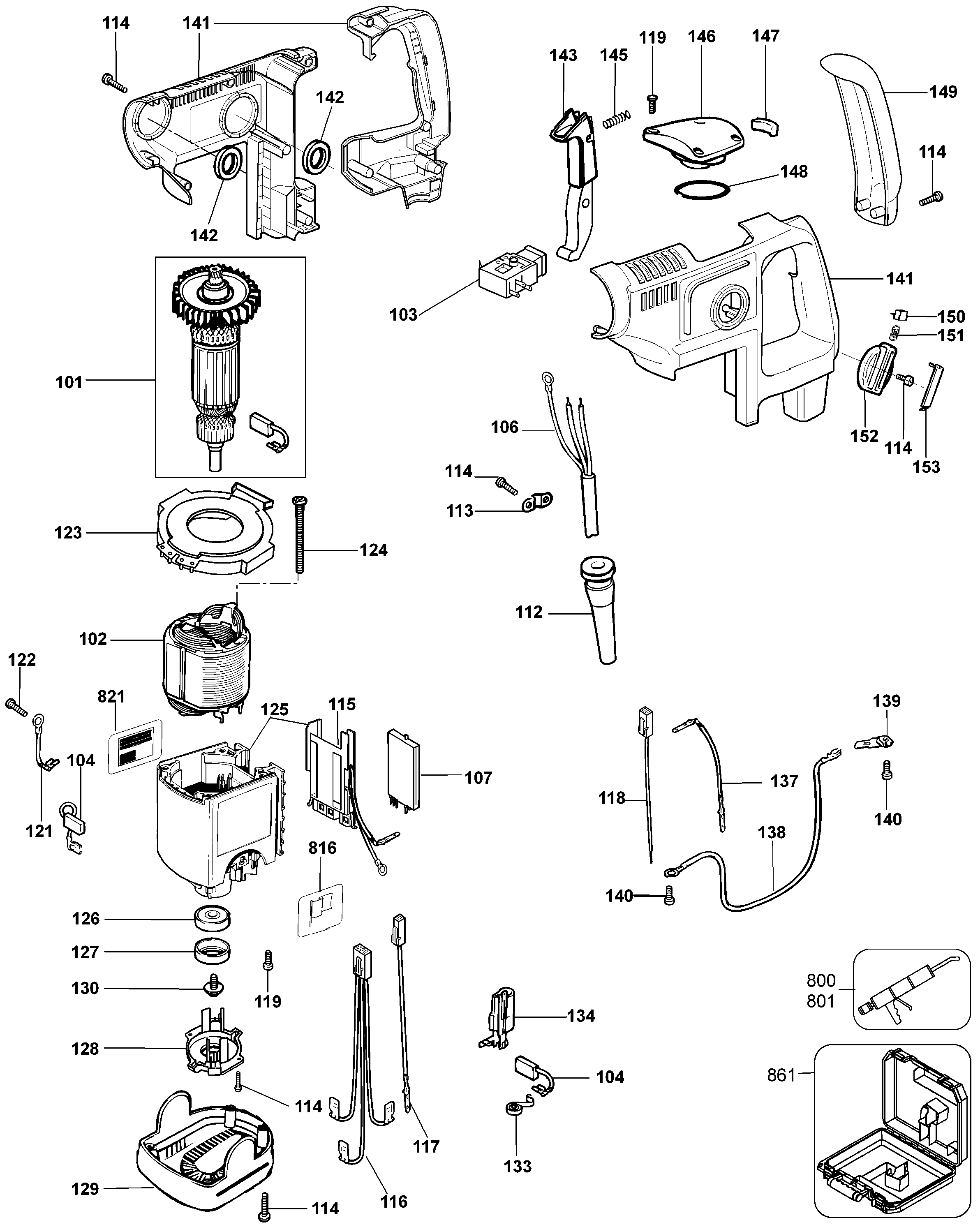 Page B Diagram and Parts List for D25404K 2 DeWALT Electric Drill