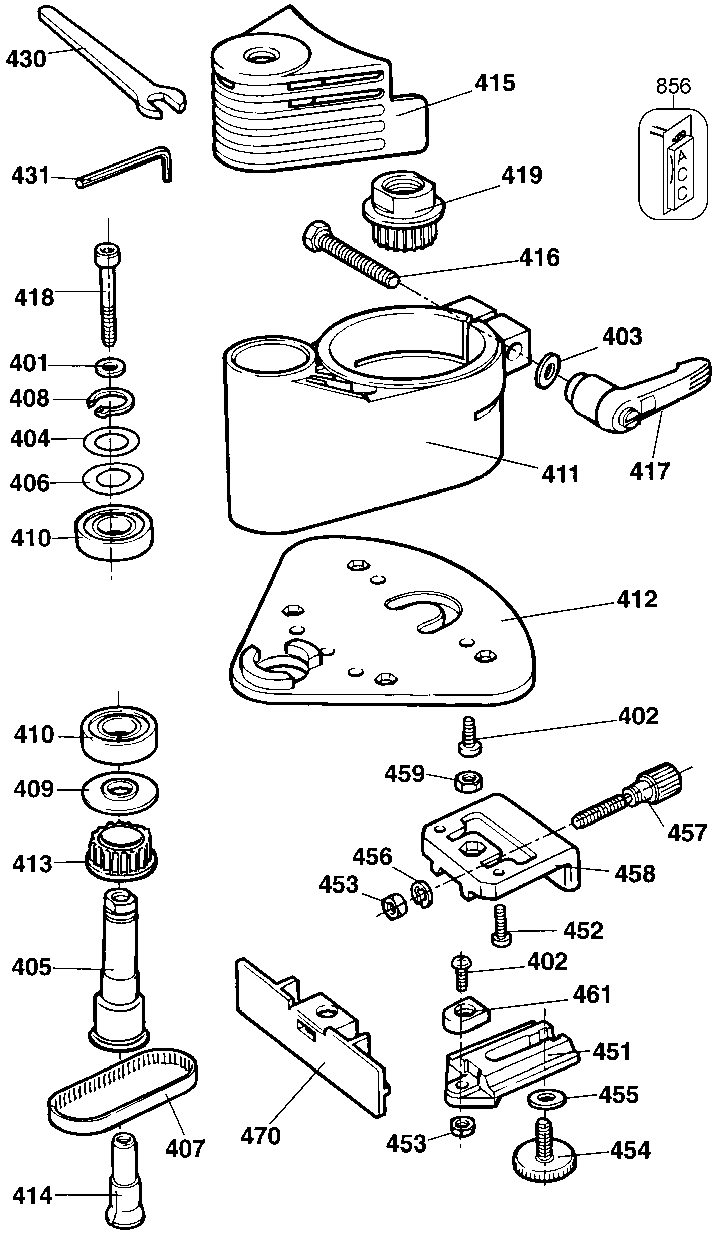 Default 4 Diagram and Parts List for DW673K Type 1 DeWALT Trimmer