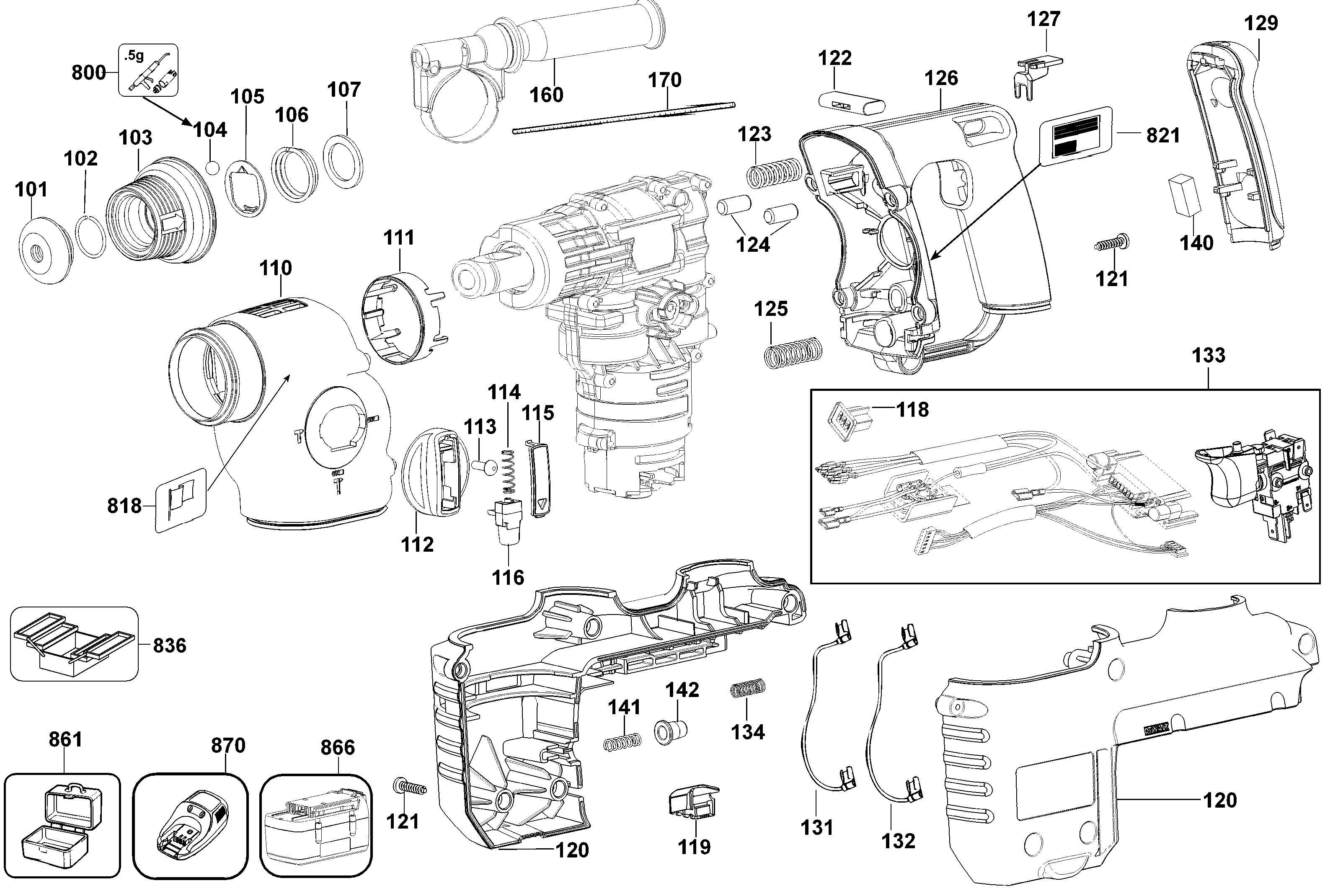 Page B Diagram and Parts List for DC233KL 2 DeWALT Hammer