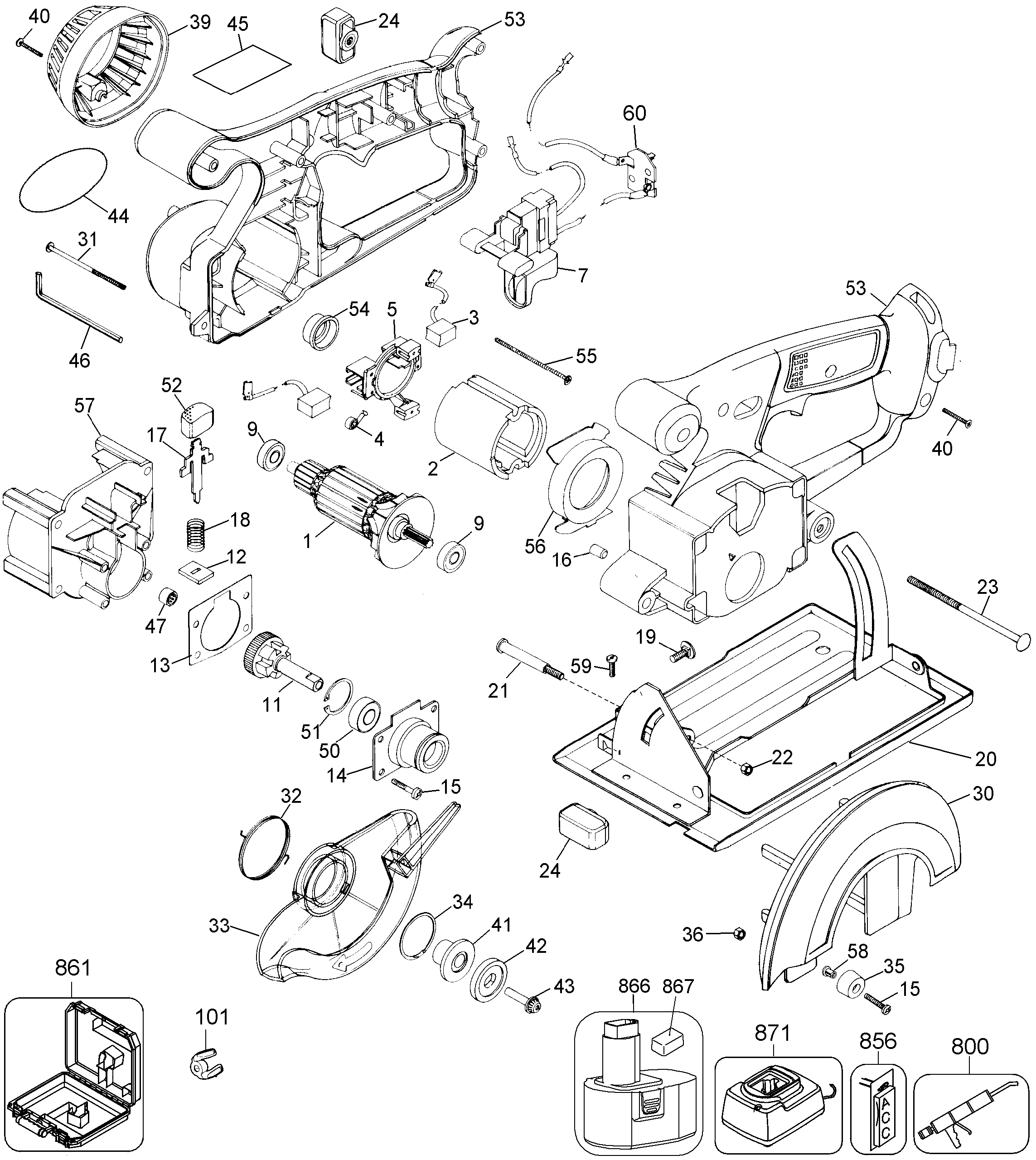 Page A Diagram and Parts List for DW935K 4 DeWALT Circular Saw