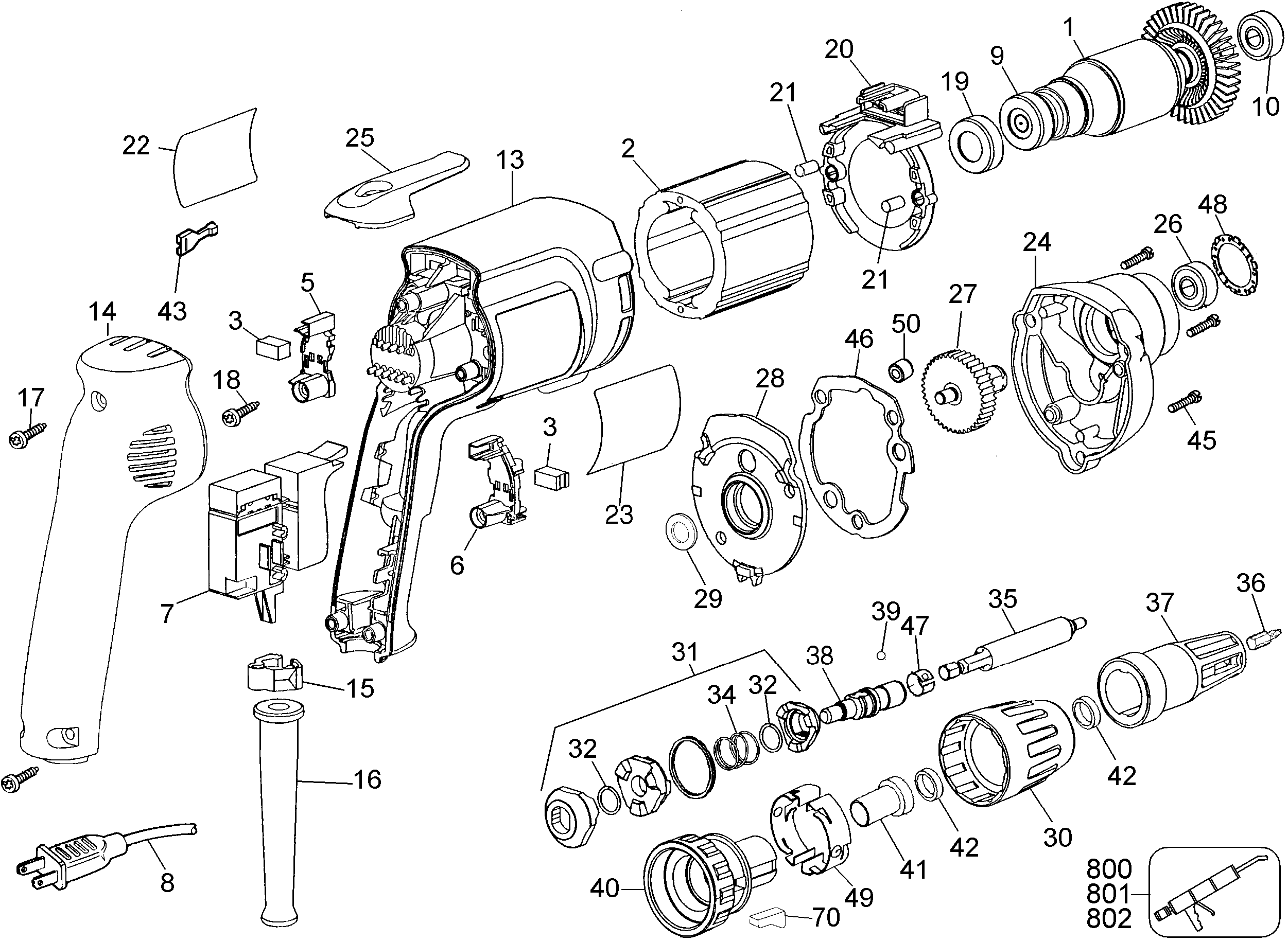 Page A Diagram and Parts List for DW251-B3 2 DeWALT Screwdriver