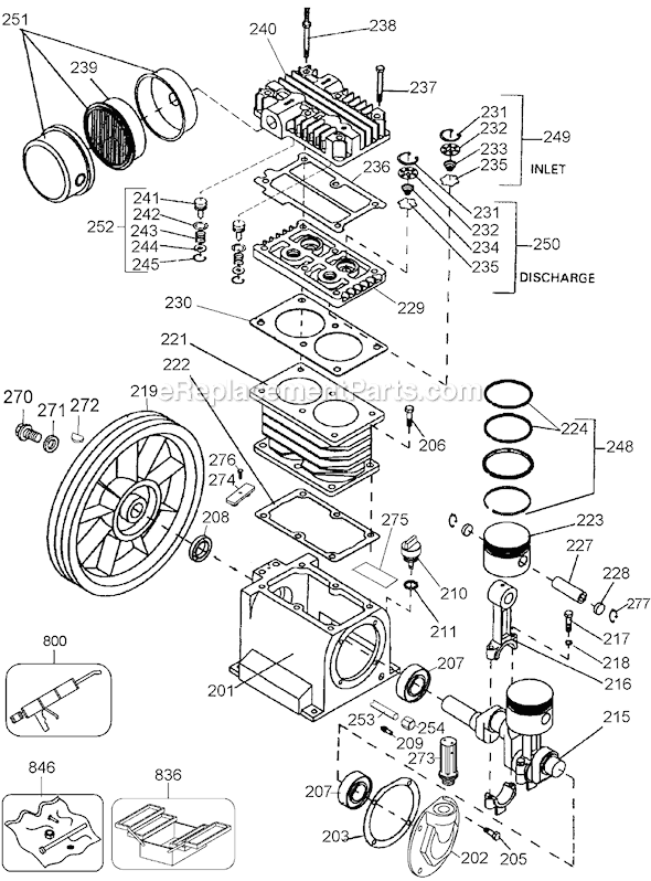 Page E Diagram and Parts List for K5HGA-8P Type 2 DeWALT Compressor