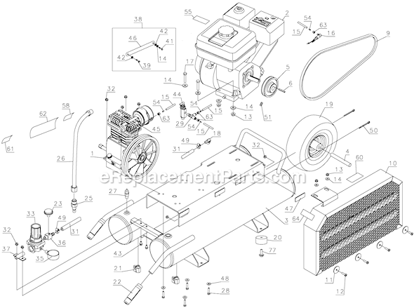 Page F Diagram and Parts List for K5HGA-8P Type 2 DeWALT Compressor