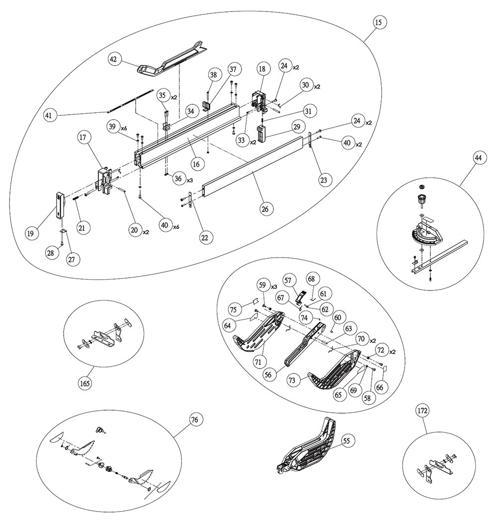 Fig-2 Diagram and Parts List for 36-6013  Delta Saw
