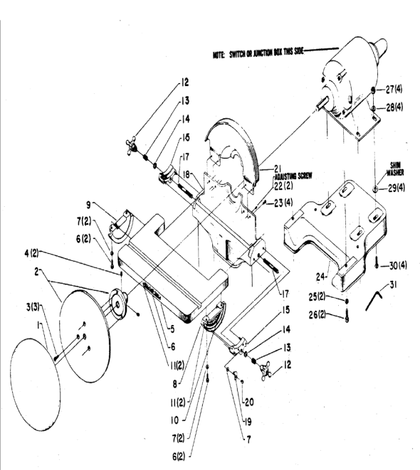 Delta 31-105 Diagram and Parts List for 31-105  Delta Sander Grinder