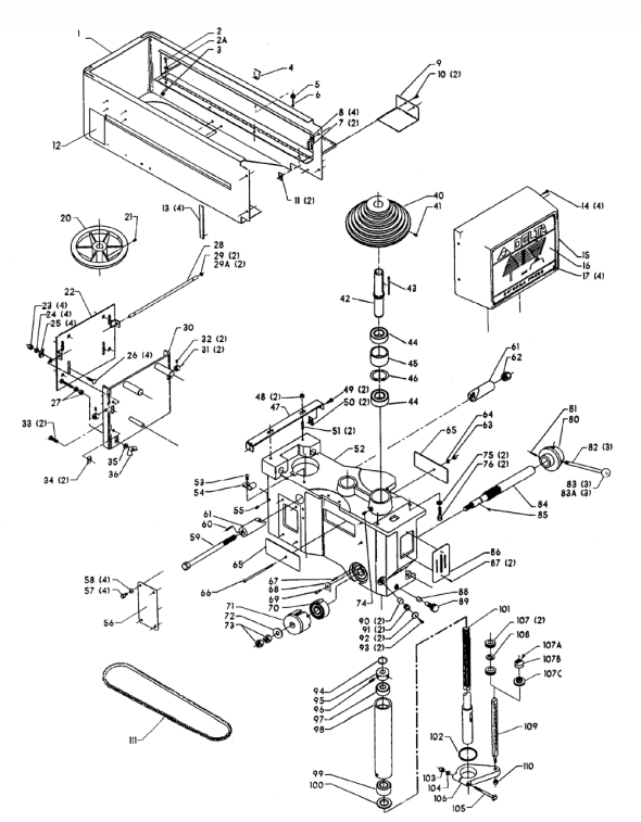 Delta 70-293-Bdk Type-1 Diagram and Parts List for 70-293-BDK Type-1 Delta Drill Press