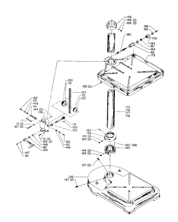 Delta 20-723 Diagram and Parts List for 20-723  Delta Drill Press