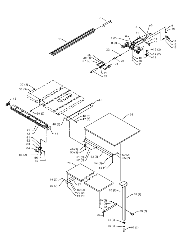 Delta 36-889 Diagram and Parts List for 36-889  Delta Saw