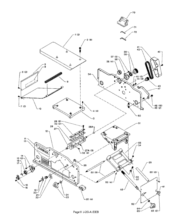 Delta Jt160 Type-1 Diagram and Parts List for JT160 Type-1 Delta Planer Jointer