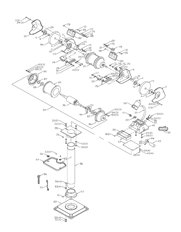 Delta 23-736 Diagram and Parts List for 23-736  Delta Bench Grinder