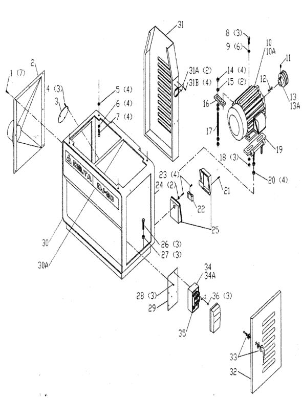 Delta 37-361 Type-1 Diagram and Parts List for 37-361 Type-1 Delta Planer Jointer