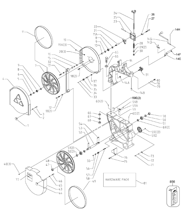 Delta 28-276 Type-1 Diagram and Parts List for 28-276 Type-1 Delta Saw