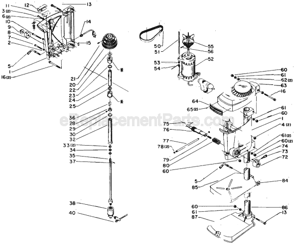 Page A Diagram and Parts List for 11-020 Type 1 Delta Drill Press