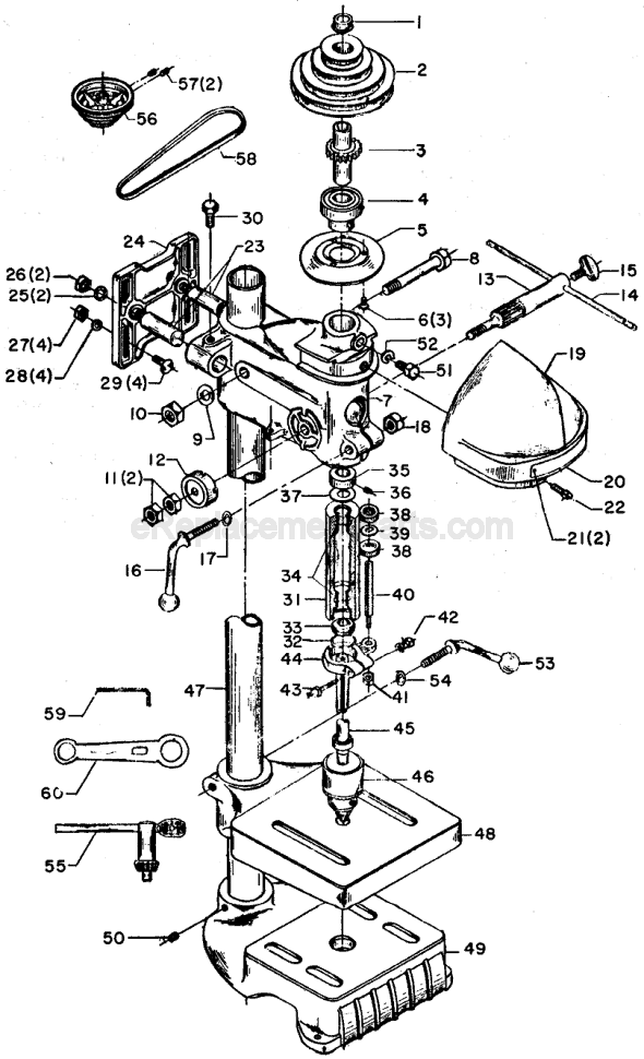 Page A Diagram and Parts List for 11-130 Type 1 Delta Drill Press