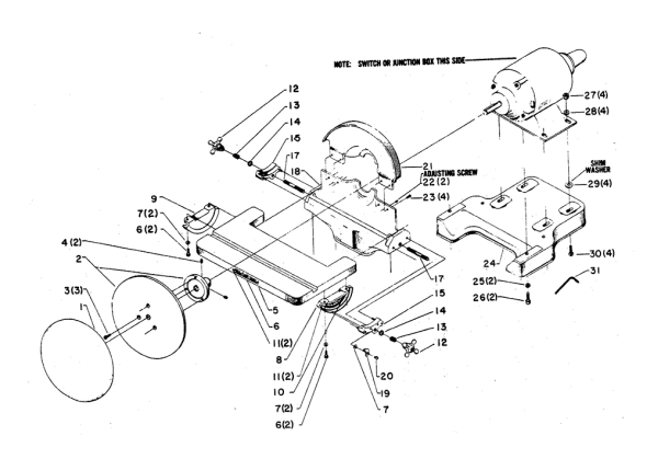 Delta 1426 Type-1 Diagram and Parts List for 1426 Type-1 Delta Sander Grinder