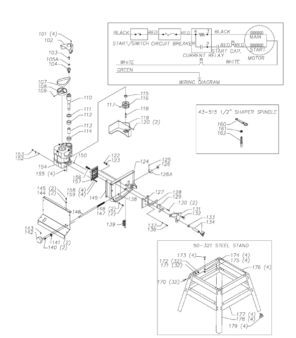 Delta Sh100 Diagram and Parts List for SH100  Delta Shaper