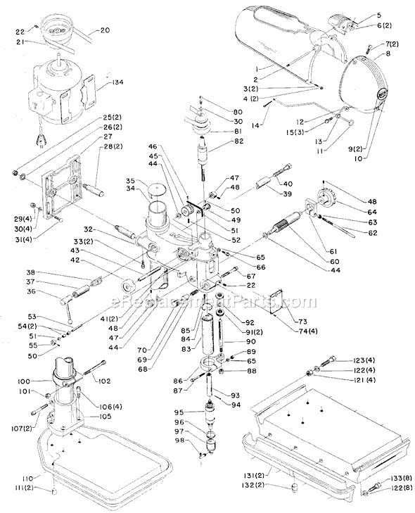 Page A Diagram and Parts List for 14-322 Type 1 Delta Drill Press