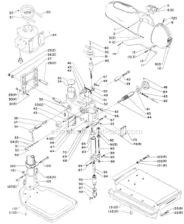 Page A Diagram and Parts List for 14-323 Type 1 Delta Drill Press