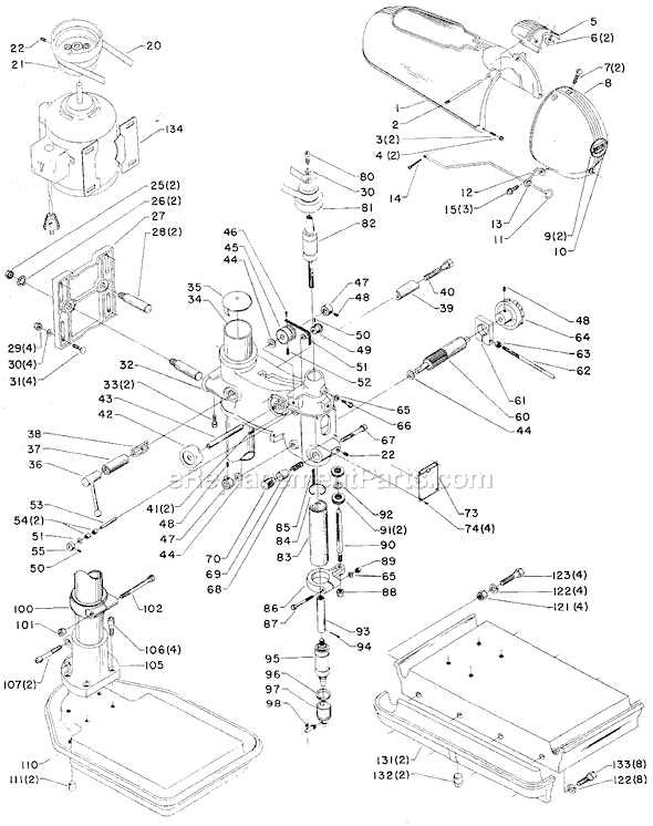 Page A Diagram and Parts List for 14-324 Type 1 Delta Drill Press