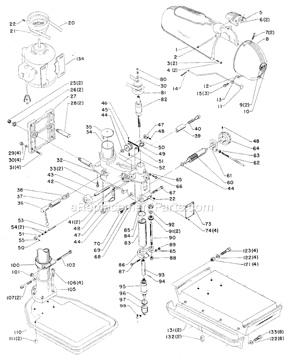 Page A Diagram and Parts List for 14-325 Type 1 Delta Drill Press