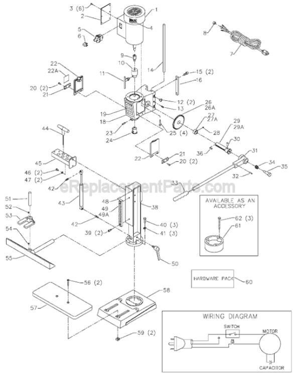 Page A Diagram and Parts List for 14-650 Type 1 Delta Drill Press