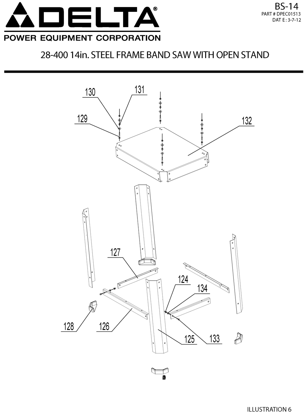 Diagram 5 Diagram and Parts List for 28-400  Delta Band Saw