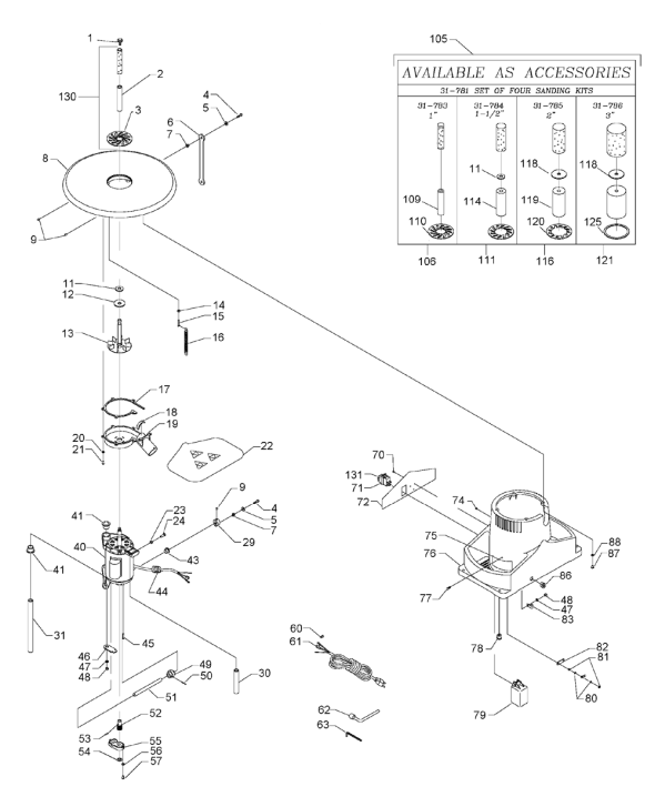 Delta Sa350 Diagram and Parts List for SA350  Delta Sander Grinder